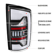Spec-D 07-08 Dodge Ram 1500 2500 3500 Full Led Tail Light Black Housing Clear Lens White Led Bar LT-RAM07JMLED-G2-RS