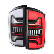 Spec-D 07-08 Dodge Ram 1500 2500 3500 Full Led Tail Light Black Housing Clear Lens White Led Bar LT-RAM07JMLED-G2-RS