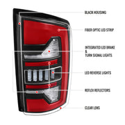Spec-D 07-08 Dodge Ram 1500 2500 3500 Full Led Tail Light Black Housing Clear Lens Red Led Bar LT-RAM07JRLED-G2-RS