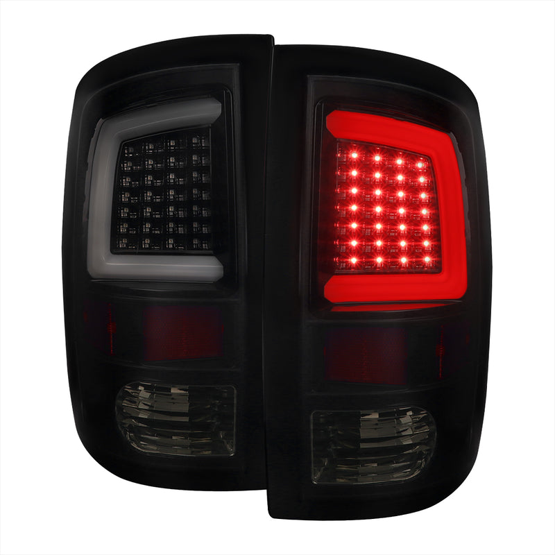 Spec-D 09-18 Dodge Ram Led Light Bar Tail Light With Smoked Lens And Glossy Black Housing LT-RAM09BBLED-G2-TM