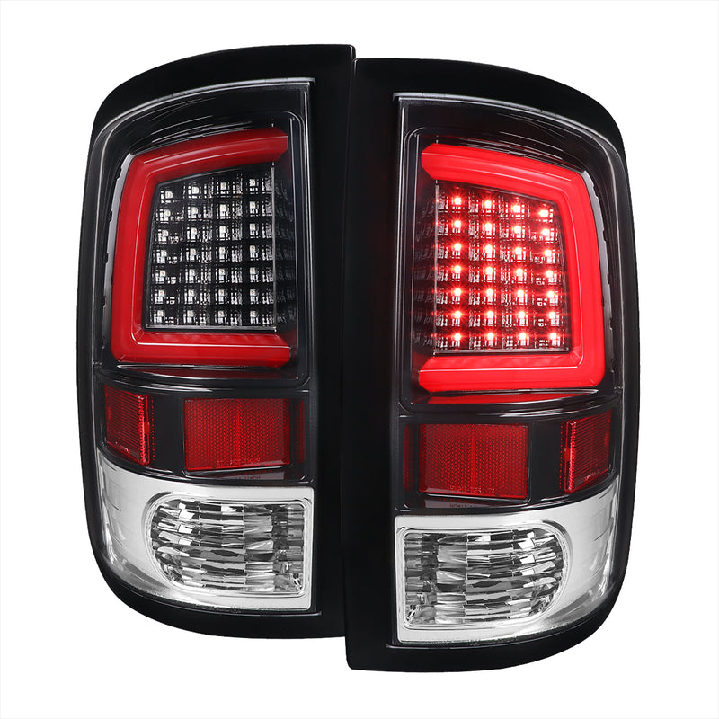 Spec-D 09-18 Dodge Ram Led Bar Tail Light With Clear Lens And Glossy Black Housing LT-RAM09BK2LED-G2-TM