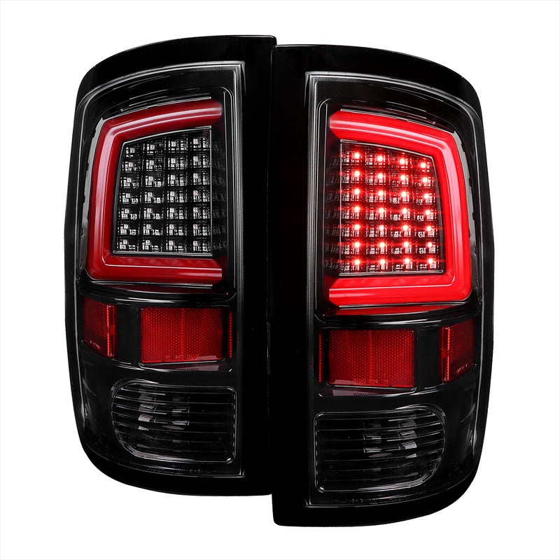 Spec-D 09-18 Dodge Ram Led Light Bar Tail Light With Glossy Black Housing And Cleanr Lens LT-RAM09BKLED-G2-TM