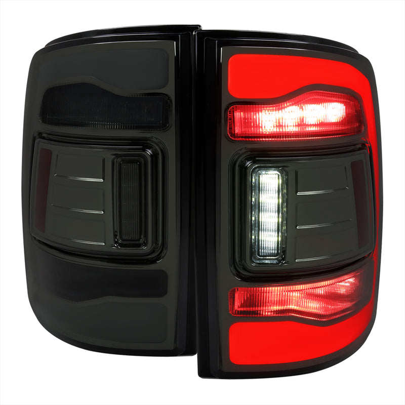 Spec-D 09-19 Dodge Ram Full Led Tail Light Chrome Housing Smoked Lens White Led Bar LT-RAM09GLED-RS