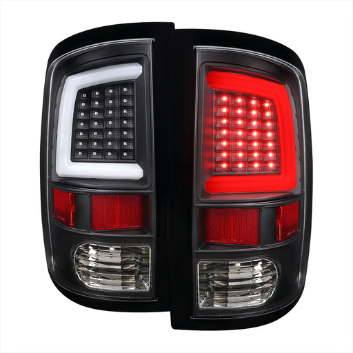 Spec-D 09-18 Dodge Ram Led Light Bar Tail Light With Clear Lens And Matte Black Housing LT-RAM09JMLED-G2-TM