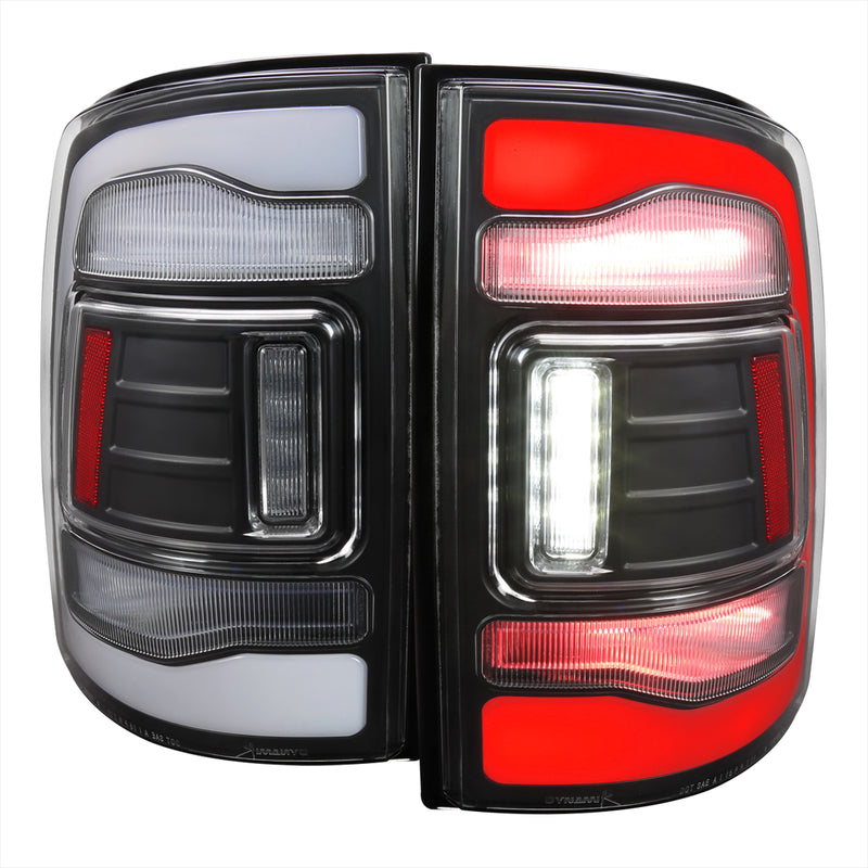 Spec-D 09-19 Dodge Ram Full Led Tail Lights Facelift Style Black Housing And Clear Lens - White Led Bar LT-RAM09JMLED-RS