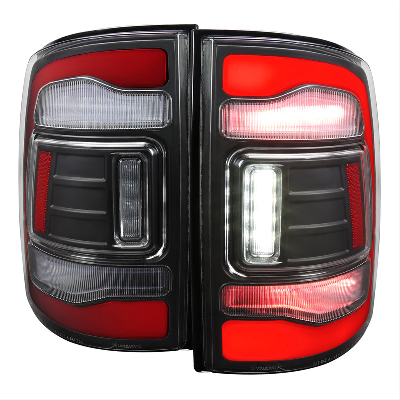 Spec-D 09-19 Dodge Ram Full Led Tail Light Matte Black Housing Clear Lens Red Led Bar LT-RAM09JRLED-RS