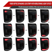 Spec-D 13-18 Dodge Ram 1500 2500 3500 Led Tail Lights Black Housing Smoked Lens White Led With Sequential Turn Signal LT-RAM13BBLED-SQ-RS