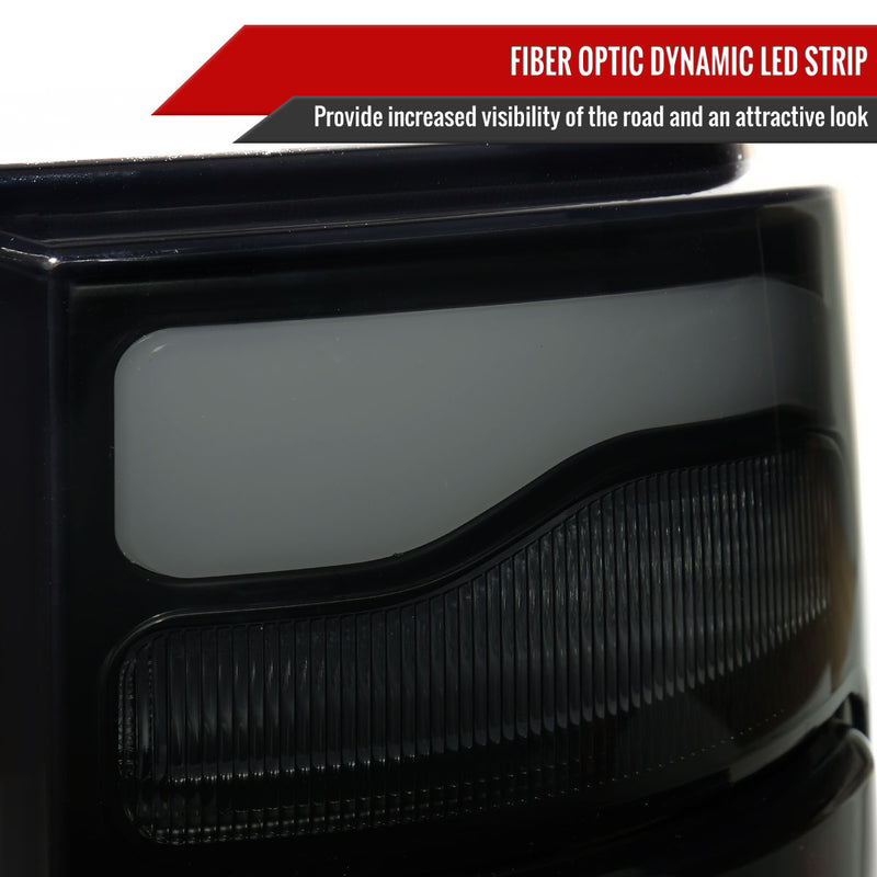 Spec-D 13-18 Dodge Ram 1500 2500 3500 Led Tail Lights Black Housing Smoked Lens White Led With Sequential Turn Signal LT-RAM13BBLED-SQ-RS