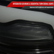 Spec-D 13-18 Dodge Ram 1500 2500 3500 Led Tail Lights Black Housing Smoked Lens White Led With Sequential Turn Signal LT-RAM13BBLED-SQ-RS