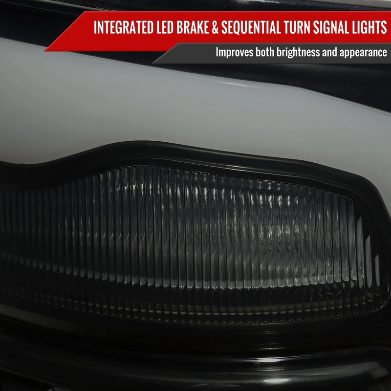 Spec-D 13-18 Dodge Ram 1500 2500 3500 Led Tail Lights Black Housing Smoked Lens White Led With Sequential Turn Signal LT-RAM13BBLED-SQ-RS