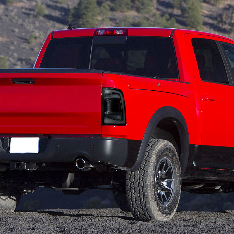 Spec-D 13-18 Dodge Ram 1500 2500 3500 Led Tail Lights Black Housing Smoked Lens White Led With Sequential Turn Signal LT-RAM13BBLED-SQ-RS