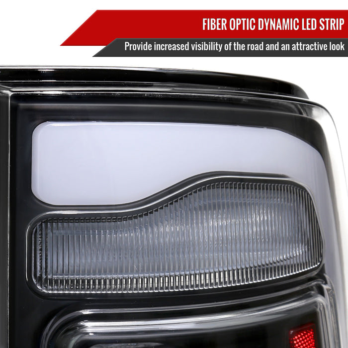 Spec-D 13-18 Dodge Ram 1500 2500 3500 Led Tail Lights Black Housing Clear Lens White Led With Sequential Turn Signal LT-RAM13JMLED-SQ-RS