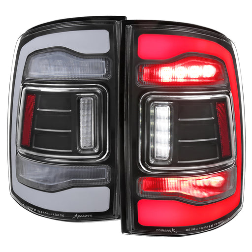 Spec-D 13-18 Dodge Ram 1500 2500 3500 Led Tail Lights Black Housing Clear Lens White Led With Sequential Turn Signal LT-RAM13JMLED-SQ-RS