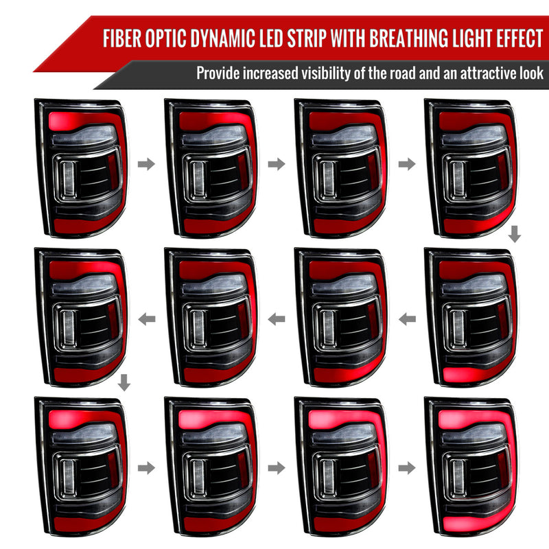 Spec-D 13-18 Dodge Ram 1500 2500 3500 Led Tail Lights Black Housing Clear Lens Red Led With Sequential Turn Signal LT-RAM13JRLED-SQ-RS