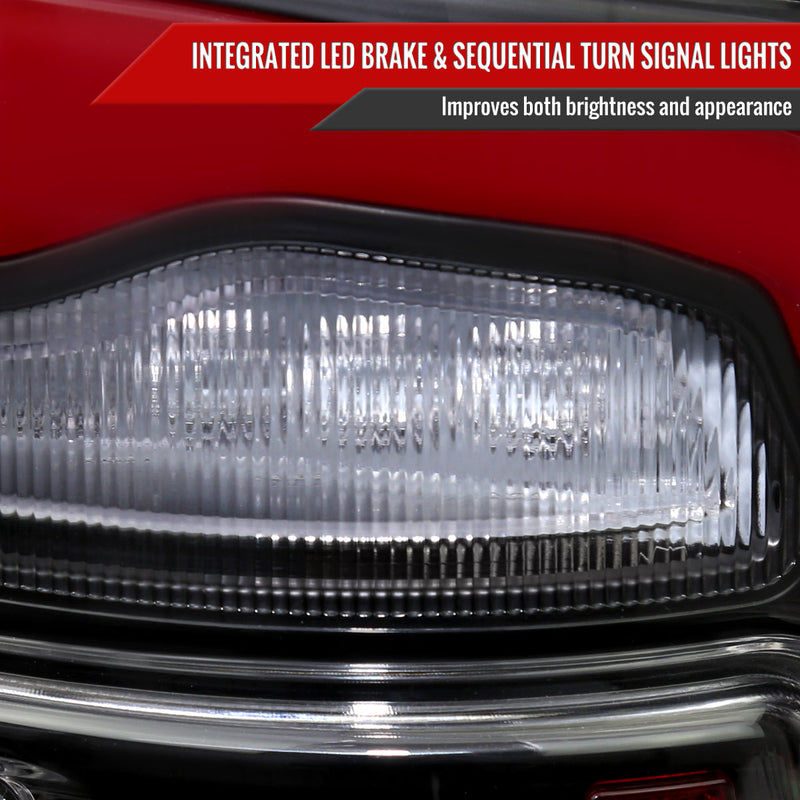 Spec-D 13-18 Dodge Ram 1500 2500 3500 Led Tail Lights Black Housing Clear Lens Red Led With Sequential Turn Signal LT-RAM13JRLED-SQ-RS