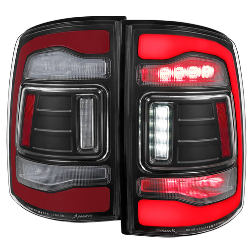 Spec-D 13-18 Dodge Ram 1500 2500 3500 Led Tail Lights Black Housing Clear Lens Red Led With Sequential Turn Signal LT-RAM13JRLED-SQ-RS