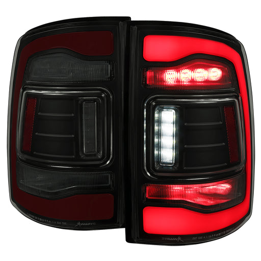 Spec-D 13-18 Dodge Ram 1500 2500 3500 Led Tail Lights Black Housing Smoked Lens Red Led With Sequential Turn Signal LT-RAM13SMLED-SQ-RS