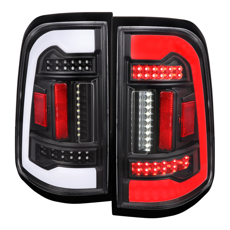 Spec-D 19-23 Dodge Ram 1500 Full Led Tail Light With Led Bar Matte Black Housing Clear Lens - Halogen Bulb Type Tail Light Models Only LT-RAM1915JMLED-TM