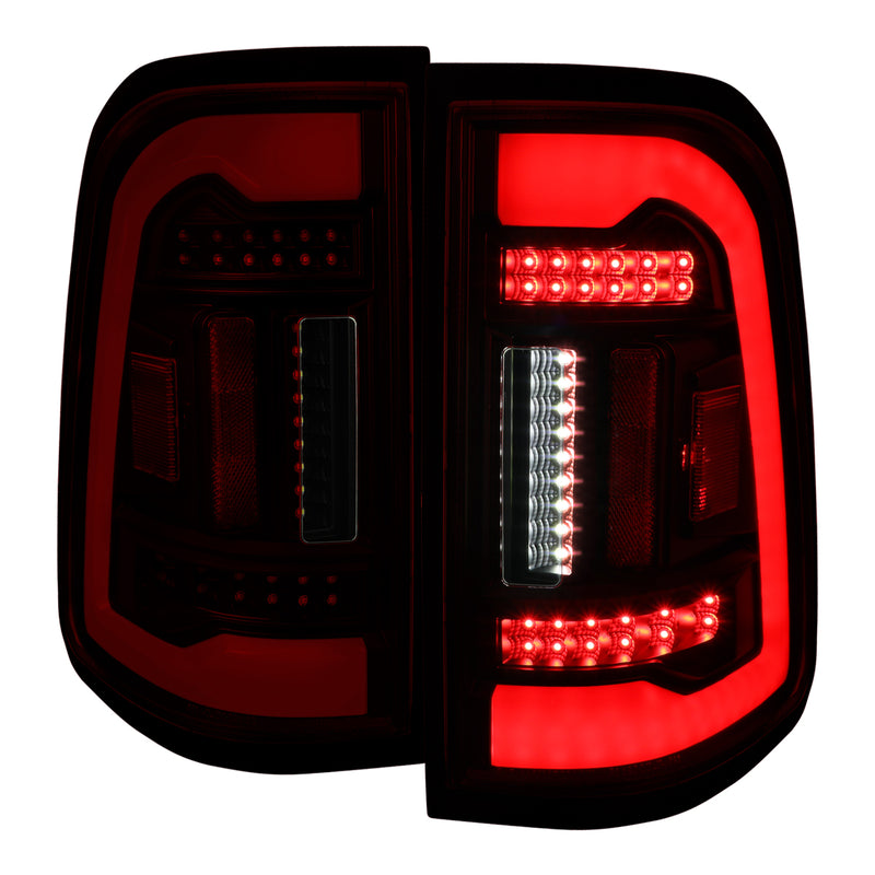 Spec-D 19-23 Dodge Ram 1500 Full Led Tail Light With White Led Bar Glossy Black Housing Red Smoked Lens LT-RAM1915RGLED-TM