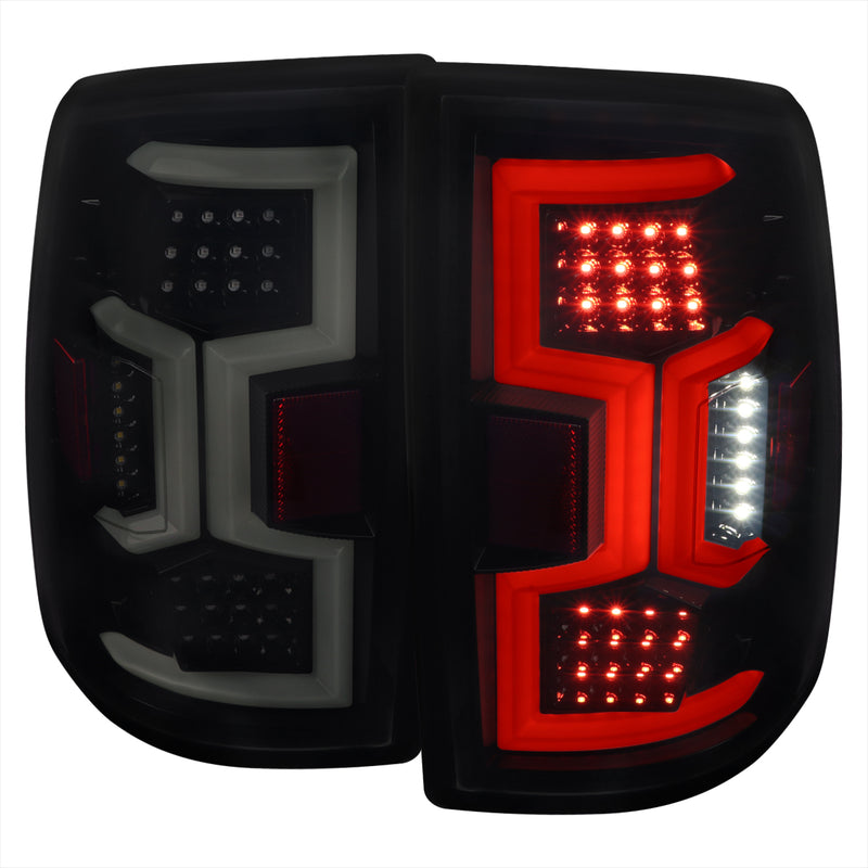 Spec-D 19-22 Dodge Ram 2500 Led Light Bar Tail Lights With Sequential Turn Signal Glossy Black Housing And Light Smoked Lens - Oe Halogen Bulb Models Only LT-RAM1925BBLD-SQ-TM
