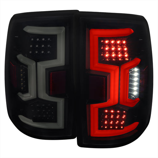 Spec-D 19-22 Dodge Ram 2500 Led Light Bar Tail Lights With Sequential Turn Signal Glossy Black Housing And Light Smoked Lens - Oe Halogen Bulb Models Only LT-RAM1925BBLD-SQ-TM