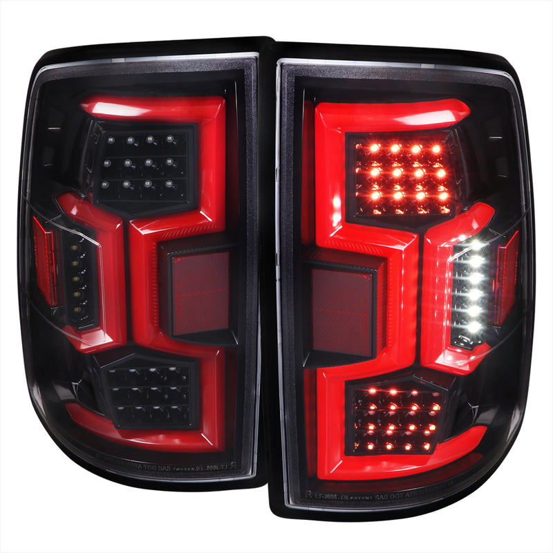 Spec-D 19-22 Dodge Ram 2500 3500  Tail Light With Red Led Bar Glossy Black Housing And Clear Lens - Sequential Turn Signal - Does Not Fit Stock Led Tail Light Models LT-RAM1925BKLD-SQ-TM