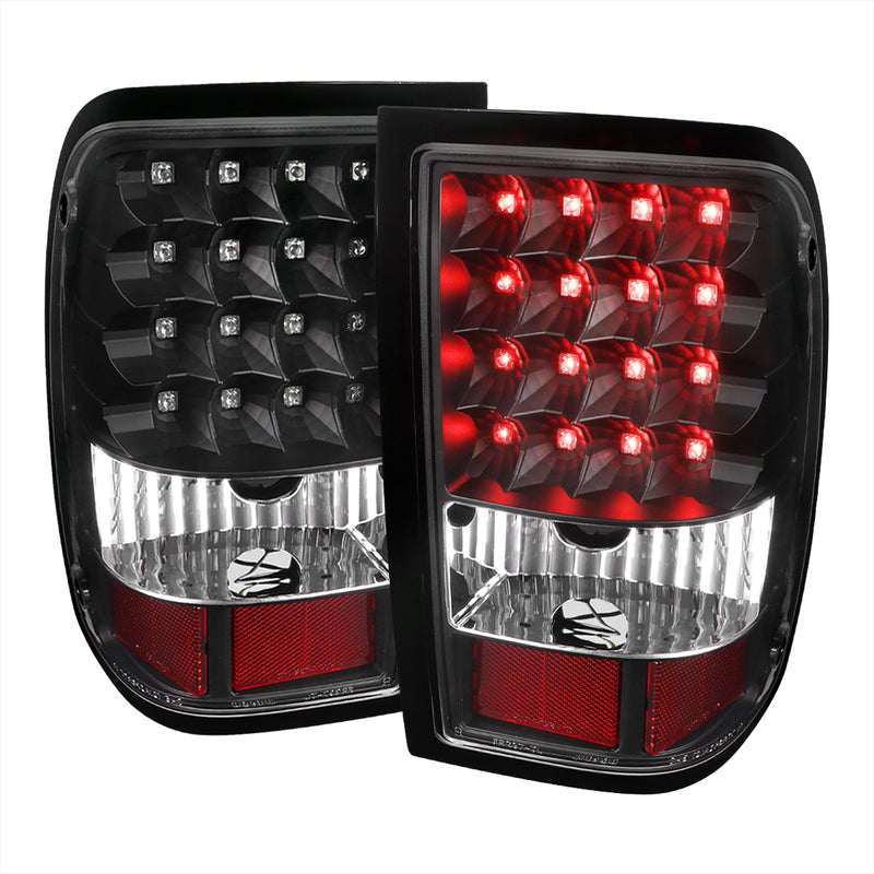 Spec-D 06-11 Ford Ranger Led Tail Lights All Black Housing With Clear Lens LT-RAN06JMLED-V2-TM