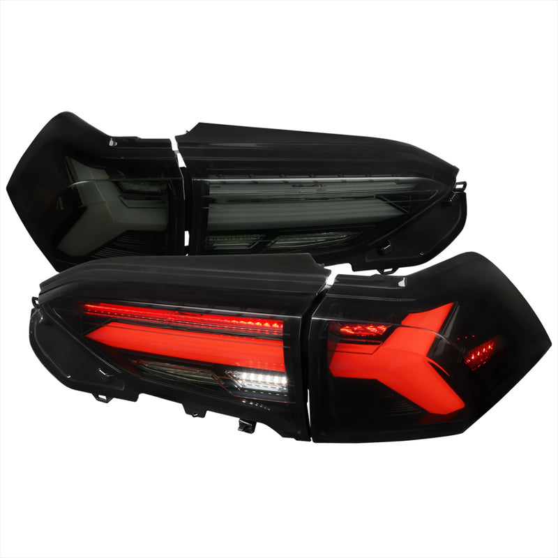 Spec-D 19-21 Toyota Rav4 Led Tail Lights Sequential Turn Signal With Glossy Black Housing And Dark Smoked Lens - Red Led Bar LT-RAV419BBLED-SQ-TM