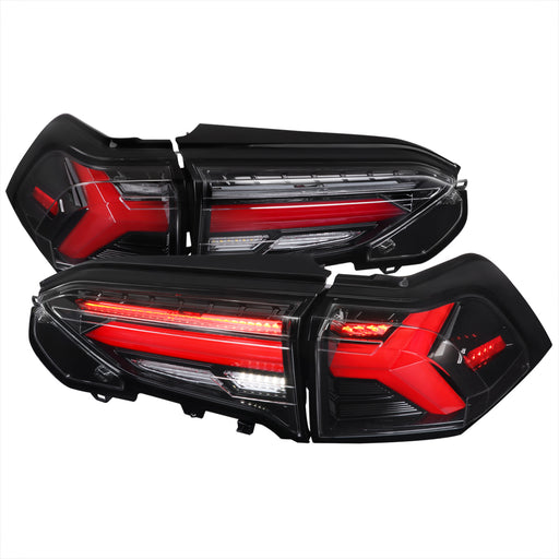 Spec-D 19-21 Toyota Rav4 Led Tail Lights Sequential Turn Signal With Glossy Black Housing And Clear Lens - Red Led Bar LT-RAV419BKLED-SQ-TM