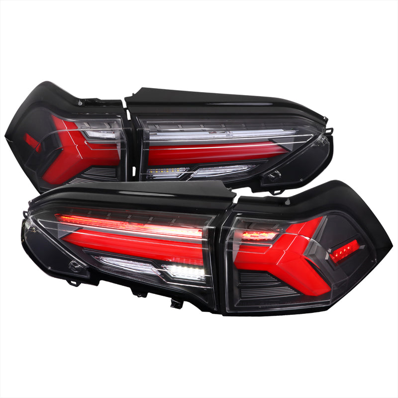 Spec-D 19-21 Toyota Rav4 Led Tail Lights Sequential Turn Signal With Matte Black Housing And Clear Lens - Red Led Bar LT-RAV419JRLED-SQ-TM