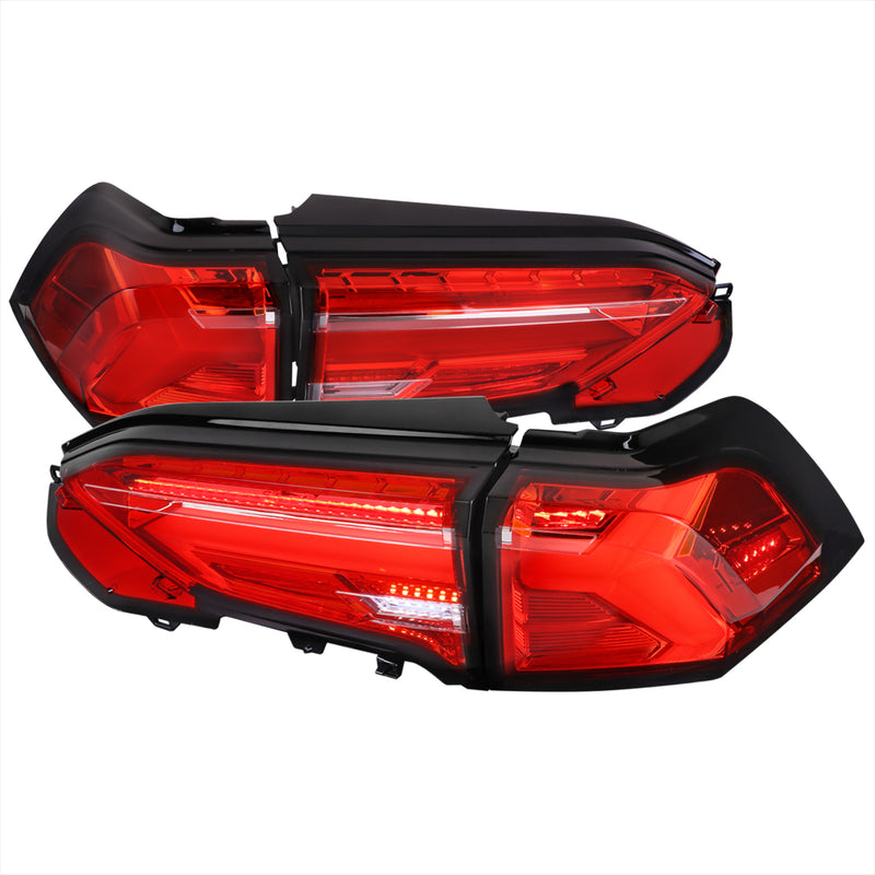 Spec-D 19-21 Toyota Rav4 Led Tail Lights Sequential Turn Signal With Chrome Housing And Red Lens - Red Led Bar LT-RAV419RLED-SQ-TM