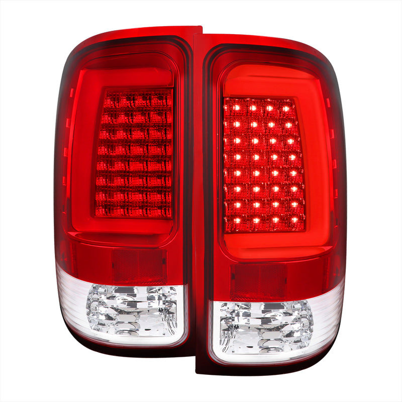 Spec-D 07-13 Gmc Sierra 1500 / 1500Hd /2500Hd / 3500Hd Led C-Bar Tail Light With Red Lens And Chrome Housing LT-SIE07RLED-G2-TM