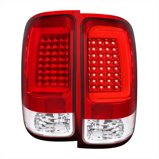 Spec-D 07-13 Gmc Sierra 1500 / 1500Hd /2500Hd / 3500Hd Led C-Bar Tail Light With Red Lens And Chrome Housing LT-SIE07RLED-G2-TM