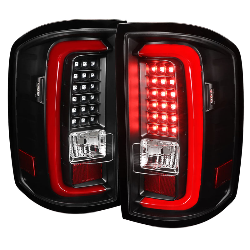 Spec-D 14-18 Gmc Sierra  Led Tail Lights Full Black Housing Clear Lens LT-SIE14JRLED-TM