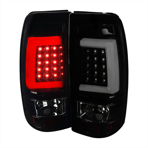 Spec-D 03-07 Chevrolet Silverado Led Bar Tail Lights- Glossy Black LT-SIV03BBLED-G2-TM