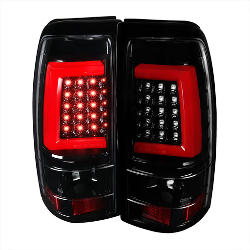 Spec-D 03-07 Chevrolet Silverado Led Bar Tail Lights- Glossy Black LT-SIV03BKLED-G2-TM