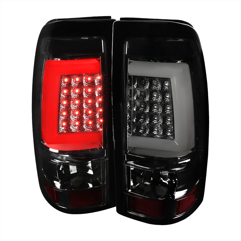 Spec-D 03-07 Chevrolet Silverado Led Bar Tail Lights- Smoke LT-SIV03GLED-G2-TM