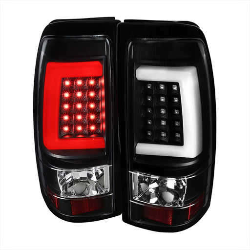 Spec-D 03-07 Chevrolet Silverado Led Bar Tail Lights- Black LT-SIV03JMLED-G2-TM