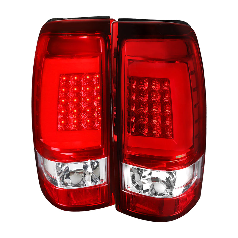 Spec-D 03-07 Chevrolet Silverado Led Bar Tail Lights- Red LT-SIV03RLED-G2-TM