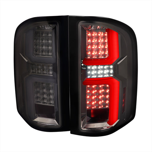 Spec-D 07-13 Chevrolet Silverado Led Light Bar Tail Lights Chrome Housing And Smoked Lens LT-SIV07GLED-G2-TM