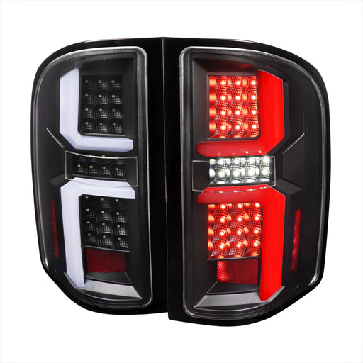 Spec-D 07-13 Chevrolet Silverado Led Light Bar Tail Lights Matte Black Housing And Clear Lens LT-SIV07JMLED-G2-TM