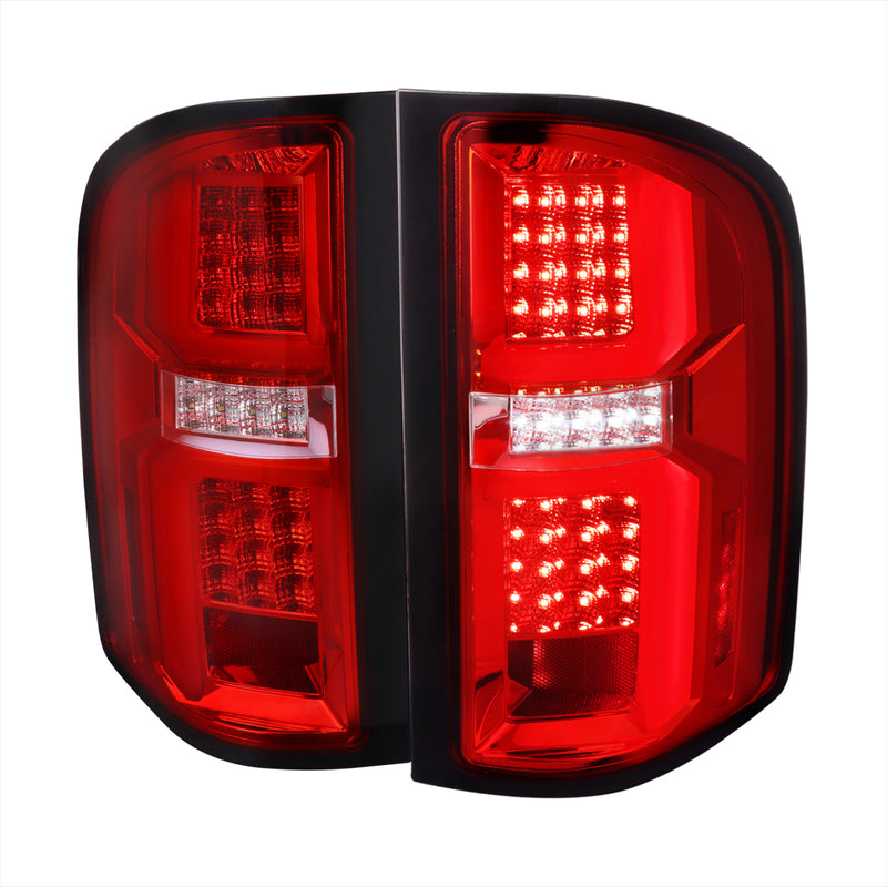 Spec-D 07-13 Chevrolet Silverado Led Light Bar Tail Lights Glossy Black Housing And Clear Lens LT-SIV07RLED-G2-TM