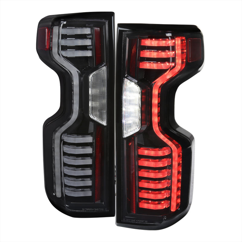 Spec-D 19-22 Chevrolet Silverado 20-22 2500 Hd And 3500 Hd Led Tail Lights Matte Black Housing And Clear Lens LT-SIV1915JMLED-FS