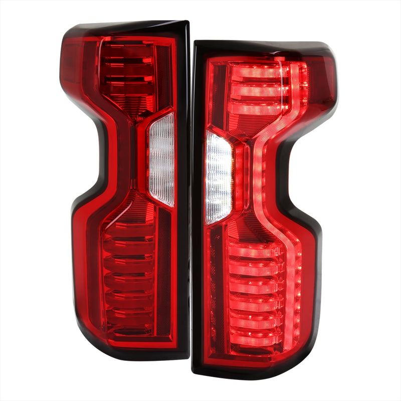 Spec-D 19-22 Chevrolet Silverado 20-22 2500 Hd And 3500 Hd Led Tail Lights Chrome Housing And Red Lens LT-SIV1915RLED-FS