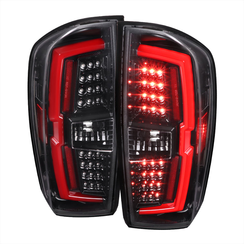Spec-D 16-21 Toyota Tacoma Led Bar Tail Light With Glossy Black Housing And Clear Lens LT-TAC16BKLED-TM