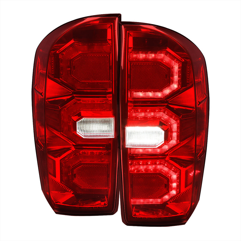 Spec-D 16-21 Toyota Tacoma Led Tail Lights Chrome Housing And Red Lens LT-TAC16RLED-SQ-FS