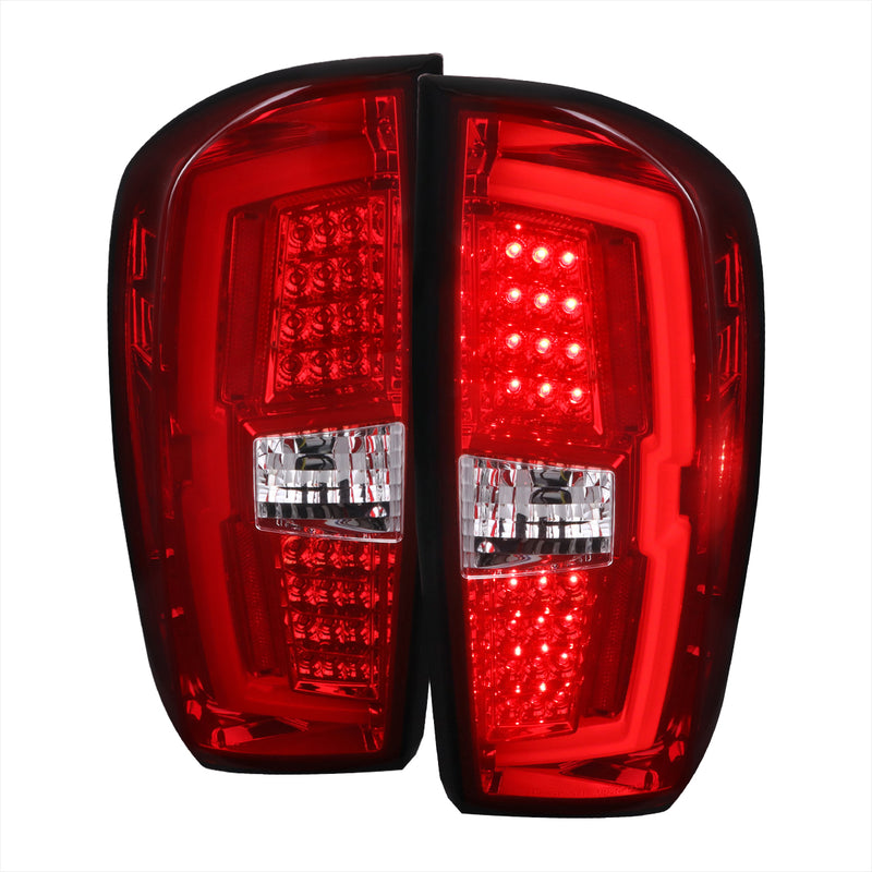 Spec-D 16-21 Toyota Tacoma Led Bar Tail Light With Chrome Housing And Red Clear Lens LT-TAC16RLED-TM