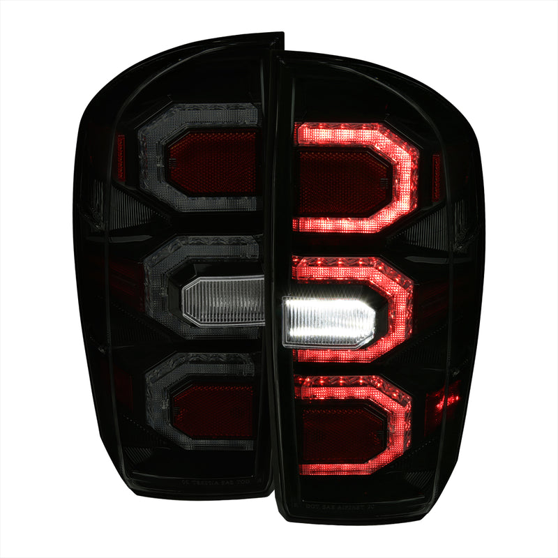 Spec-D 16-21 Toyota Tacoma Led Tail Lights Black Housing And Smoked Lens LT-TAC16SMLED-SQ-FS