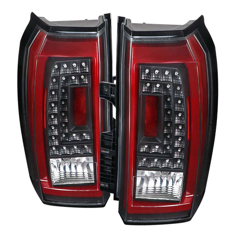 Spec-D 15-18 Chevrolet Tahoe Led Tail Lights- Black Housing- Clear Lens With Red Light Bar LT-TAH15JRLED-TM