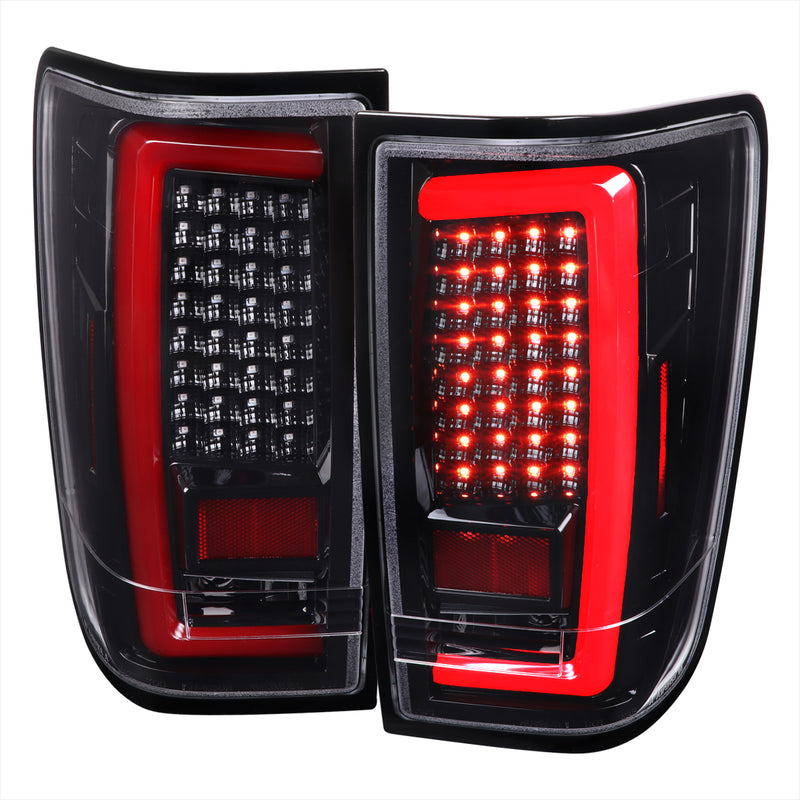 Spec-D 04-15 Nissan Titan Led Light Bar Tail Lights Glossy Black Housing And Clear Lens LT-TIT04BKLED-G2-TM